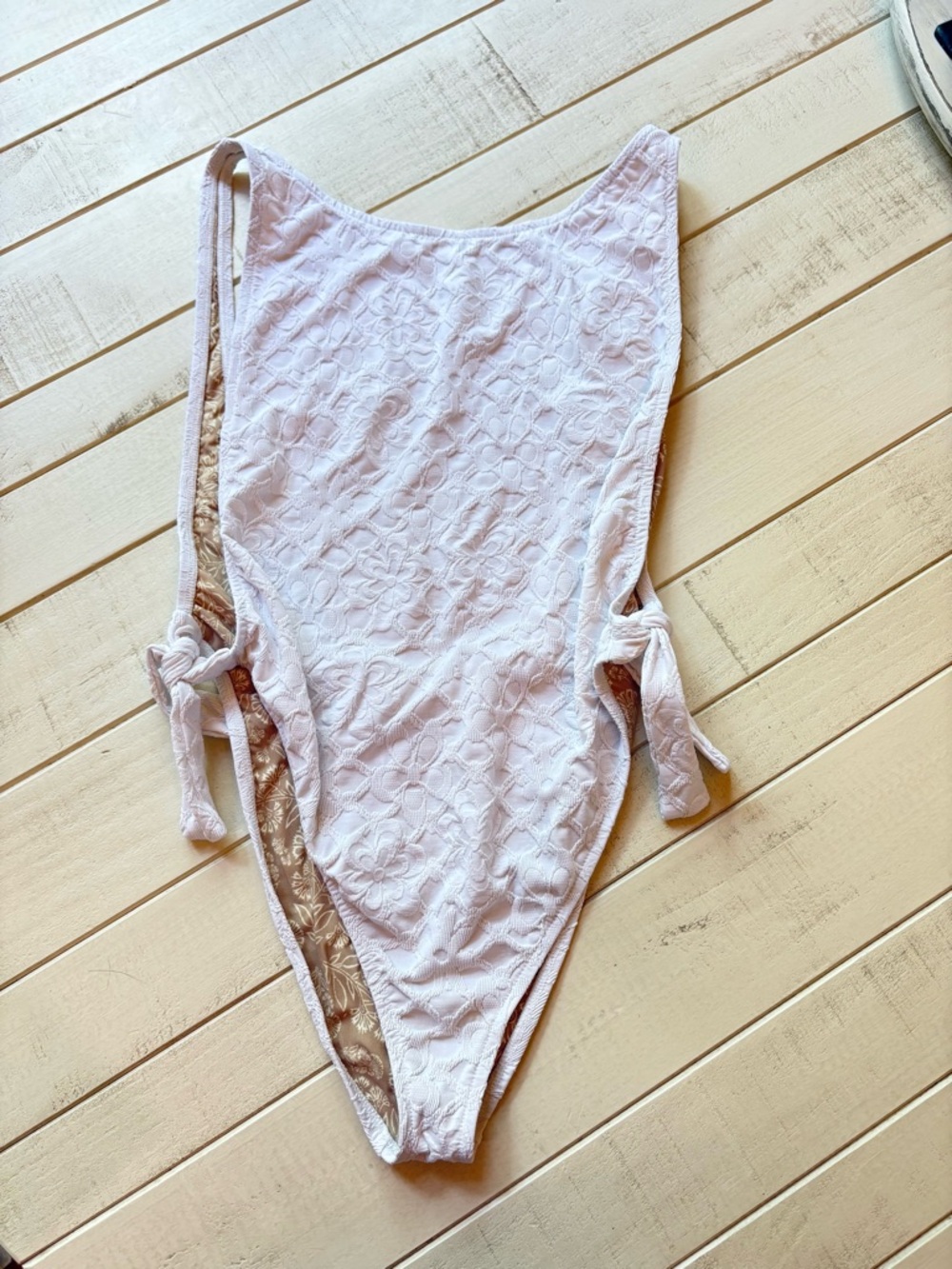 Free People White Floral One Piece Swimsuit Reversible